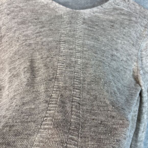 Cynthia Rowley Sweater M 100% Linen Cardigan Beige Heathered Capsule Minimalist - Picture 12 of 12